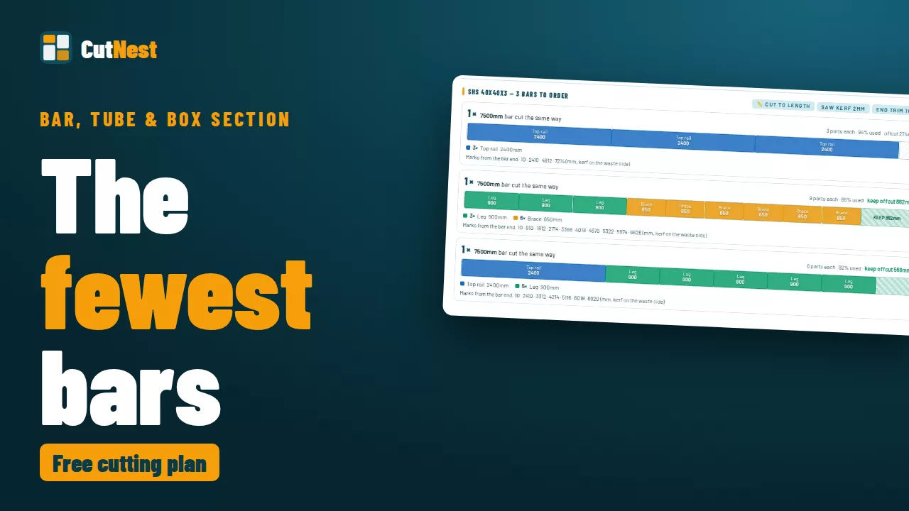 Video: Cut Box Section From the Fewest Bars: Free Cutting Plan